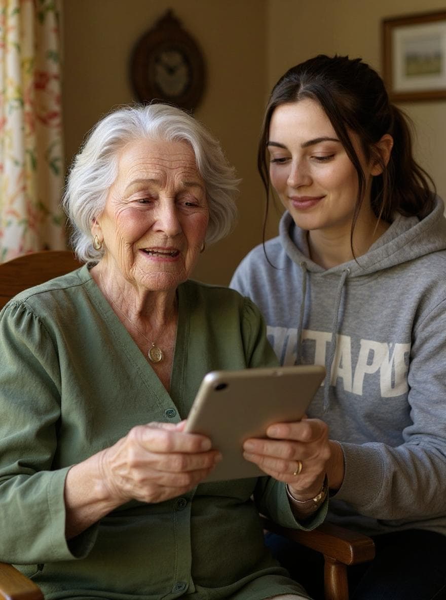Founder Lily carefully examining a restored photograph