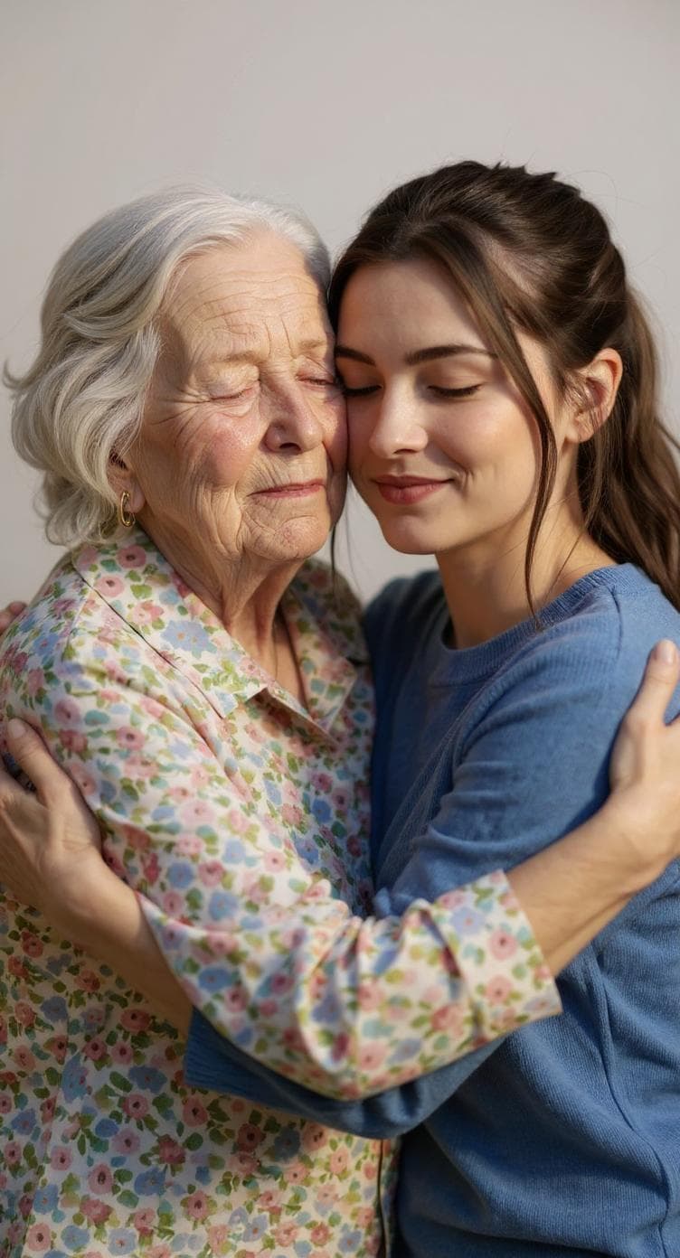 Lily, the founder of RestoreClick, with her arm around her grandmother, Eleanor.